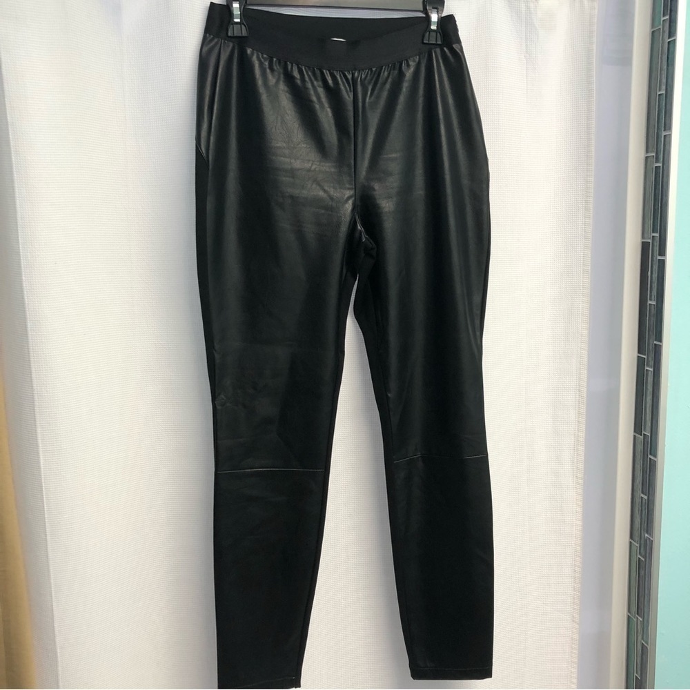 Tyler Boe Black Faux Leather Stretch‎ Leggings 10